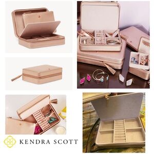 Kendra Scott Medium Travel Jewelry Case in Rose Gold Vegan Leather With Pouch
